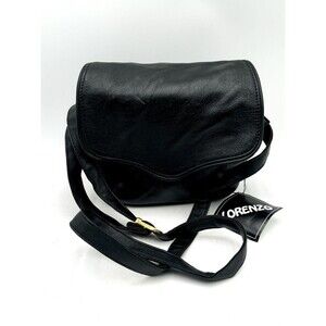 Lorenzo Soft Black Leather Multi-Pocket Purse Crossbody Adjustable Strap w Tag